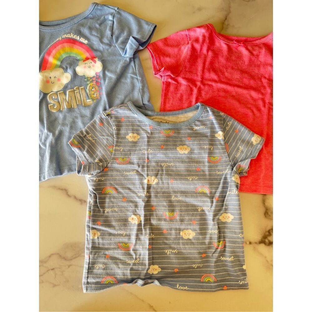 Garanimals 18 month tops bundle 3 tee shirts rainbow striped smile hot pink baby